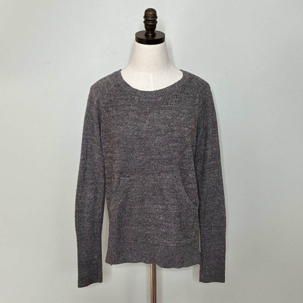 Barefoot Dreams | Cozychic Lite Pullover, Carbon Pewter (Tan/Gray), Size Medium - Picture 3 of 15